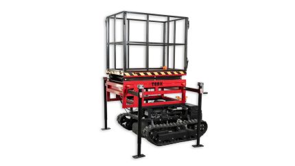 T-LIFT 3/4 pogled, spuštena platforma, podizni modularni dodatak