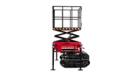 T-LIFT prednji pogled, podignuta radna platforma